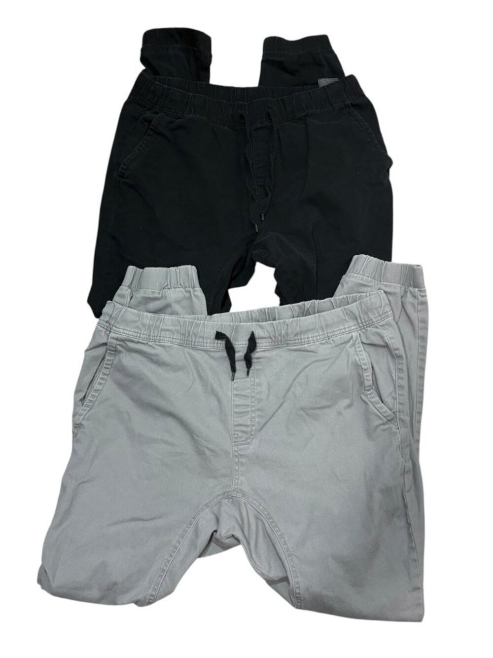 Lot of 2 WT02 Mens Joggers Pull on Pants Black Gray Sz XL Elastic Waist